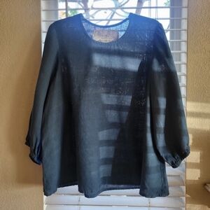 notPERFECTLINEN Elmina Top In Indigo, Like New, M/L